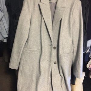 Primark Stunning long Gray Oatmeal Wool Trench Coat size 10